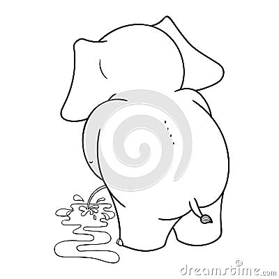 Big collection vector cartoon characters of elephants on an isolated background. Urinating Vector Illustration