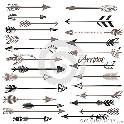 Big collection of vector tribal arrows Stock Photo