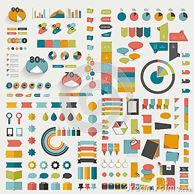 Big collections of info graphics flat design diagrams. Vector Illustration