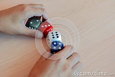 Dice of different colors in different combinations Stock Photo