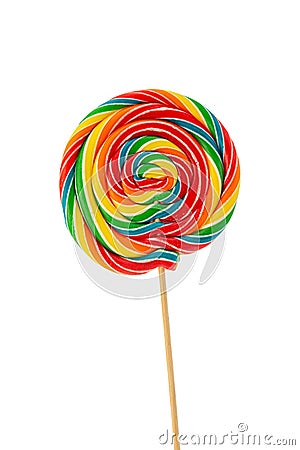 Big colorful swirling lollipop isolated on white Stock Photo