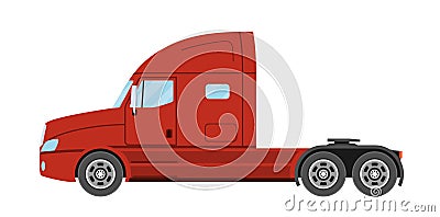 Big commercial semi truck. Trailer truck in flat style Vector Illustration