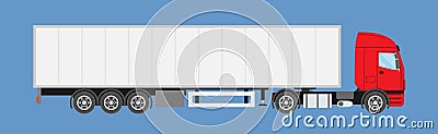 Big commercial semi truck with trailer. Trailer truck in flat style isolated. Vector Illustration