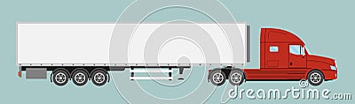 Big commercial semi truck with trailer. Trailer truck in flat style isolated. Vector Illustration