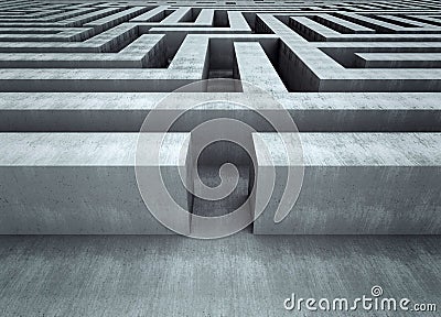 Big Concrete Labyrinth Concept Background. Stock Photo