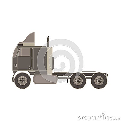 Big container truck side view monochrome flat in gray color theme Vector Illustration