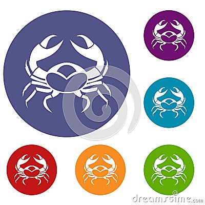 Big crab icons set Vector Illustration