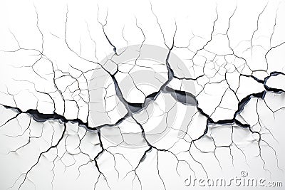 Big crack in white background. Top view Stock Photo