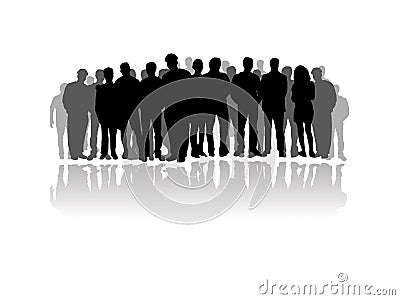 Big crowd of people silhouette Vector Illustration