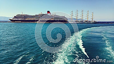 Big cruise ship in Corfu Editorial Stock Photo