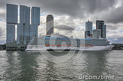Big cruiser at Rotterdam Europort Editorial Stock Photo