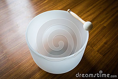 Big crystal singing bowl solo close up Stock Photo