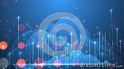 Big Data. Abstract digital futuristic wireframe vector illustration on technology background. Data mining and management concept. Vector Illustration
