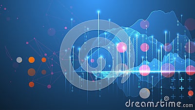 Big Data. Abstract digital futuristic wireframe vector illustration on technology background. Data mining and management concept. Vector Illustration