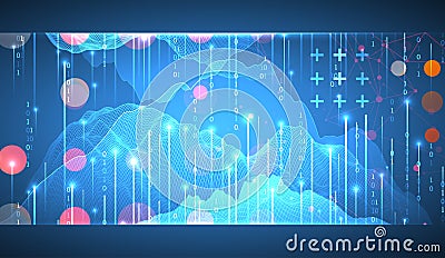 Big Data. Abstract digital futuristic wireframe vector illustration on technology background. Data mining and management concept. Vector Illustration