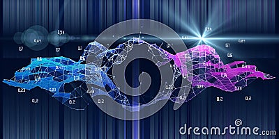 Big data. Abstract visualization analyze algorithm artificial intelligence data. Quantum virtual cryptography concept with Stock Photo