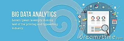 Big data analysis concept - vector illustration - web banner Vector Illustration