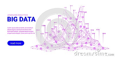 Big Data Analysis Visualization. Landing Page. Vector Illustration