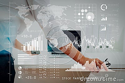 Big data analytics with business intelligence (BI) concept. Busin Stock Photo