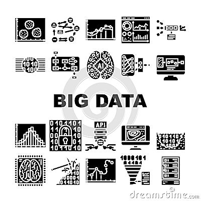 big data analytics hadoop icons set vector Stock Photo
