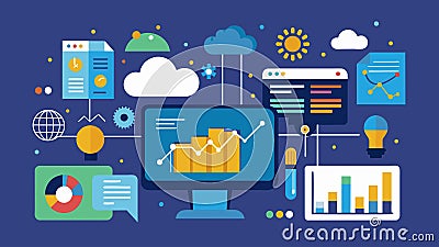 Big data analytics play a crucial role in helping meteorologists generate precise weather forecasts.. Vector Vector Illustration