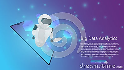 Big data analytics vector infographic,ai or artificial intelligence in smartphone,speed data transfer by Cloud technology,storage Vector Illustration