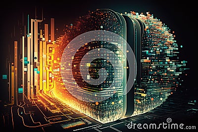 Big data, Artificial Intelligence and Quantum computing concept. Generative AI Stock Photo