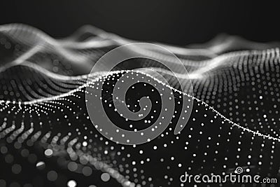 Big Data Background, Abstract Digital Technology Flow Pattern, Big Data 3d Particles, Copy Space Stock Photo