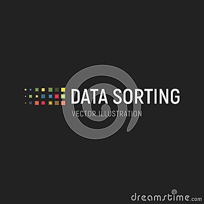 Big data base vector emblem. Data sorting geometric icon. Information sorting abstract logo. Digital technology simple Vector Illustration