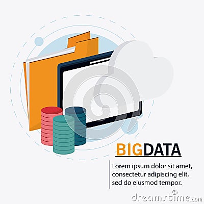 Big data center base and web hosting icon set Vector Illustration