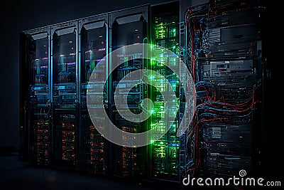 Big Data Centre. A large server in the server room Stock Photo