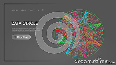 Big Data Circle blockchain technology background. Neural network digital background Vector Illustration