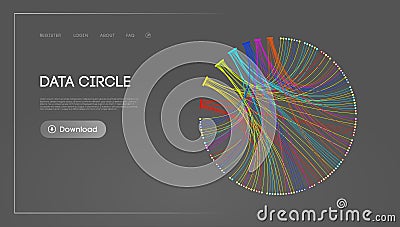 Big Data Circle blockchain technology background. Neural network digital background Vector Illustration