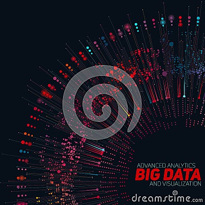 Big data circular colorful visualization. Futuristic infographic. Information aesthetic design. Visual data complexity. Vector Illustration