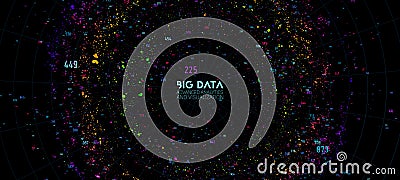 Big data cloud visualization. Futuristic infographic. Information cloud computing. Visual data complexity. Complex Vector Illustration