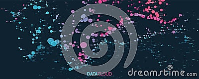 Big data cloud visualization. Futuristic infographic. Information cloud computing. Visual data complexity. Complex Vector Illustration