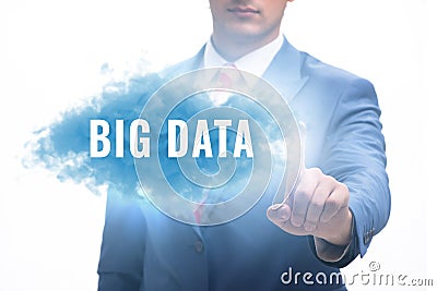 Big data concept with business people pressing virtual buttons Stock Photo