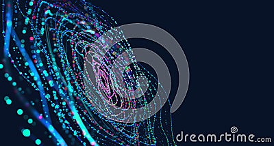 Big Data concept. Digital neural network. Introduction of artificial intelligence. Cyberspace of future Cartoon Illustration
