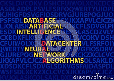 Big data, the concept of inscriptions. The image of the words. Text analysis. Vector Illustration