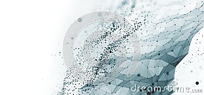 Big data, cryptography programming 3D illustration. Neural network, cloud technologies Cartoon Illustration