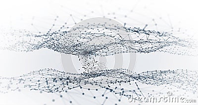 Big data, cryptography programming 3D illustration. Neural network, cloud technologies Cartoon Illustration