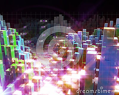 Big Data. 3D rendering abstract infographic with boxes background. Business and finance analytics representation. Futuristic Stock Photo