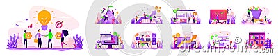 Big data and database development Vector Illustration