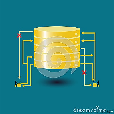 Big data database query failed Vector Illustration