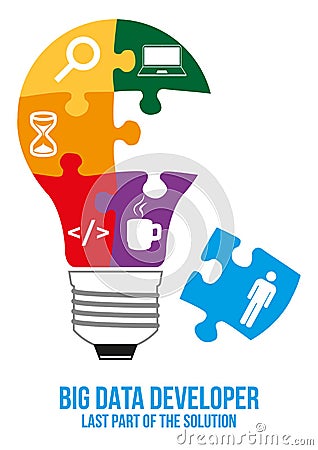 Big data developer search puzzle design concept Stock Photo