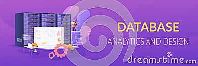 Big data developer web banner concept. Vector Illustration