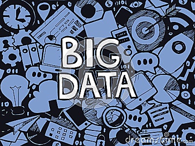 Big Data Doodle Sketch Vector Illustration