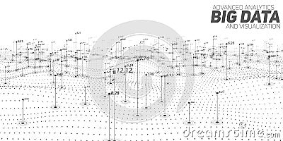 Big data grayscale plot visualization. Futuristic infographic. Information aesthetic design. Visual data complexity. Vector Illustration