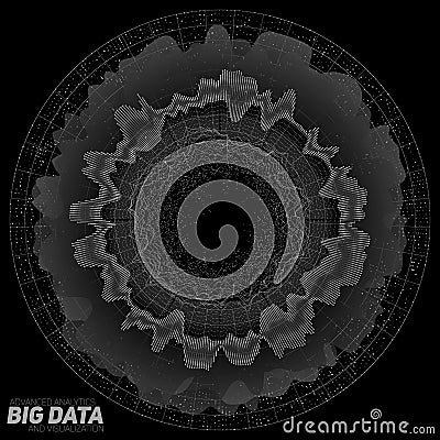 Big data grayscale visualization. Futuristic infographic. Information aesthetic design. Visual data complexity. Vector Illustration