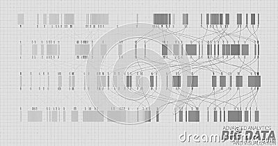 Big data grayscale visualization. Futuristic infographic. Information aesthetic design. Visual data complexity. Vector Illustration